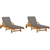 vidaXL Ligbedden 2 st met kussens 200x68x83 cm massief acaciahout