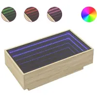 vidaXL Salontafel met LED 90x50x30 cm bewerkt hout sonoma eikenkleurig