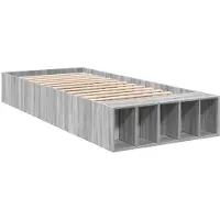 vidaXL Bedframe bewerkt hout grijs sonoma eikenkleurig 90x200 cm