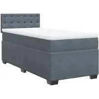 vidaXL Boxspring met matras fluweel donkergrijs 90x200 cm