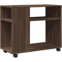 vidaXL Bijzettafel met wieltjes 70x35x60 cm hout bruin eikenkleurig