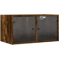 vidaXL Wandkast met glazen deuren 68,5x37x35 cm gerookt eikenkleurig