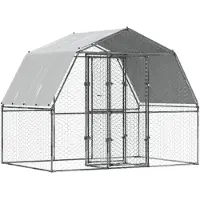 vidaXL Kippenhokken met dak en deur gegalvaniseerd staal zilverkleurig