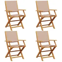 vidaXL Klapstoelen set van 4, taupekleurige stof en massief hout.
