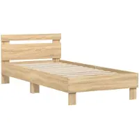 vidaXL Bedframe met hoofdbord zonder matras sonoma eiken 90x190 cm