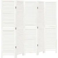 vidaXL Kamerscherm met 5 panelen massief paulowniahout retro wit