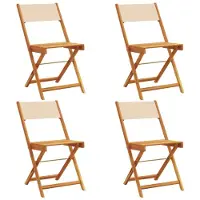 vidaXL Opklapbare stoelen, 4 stuks, beige stof en massief hout.