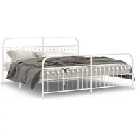 vidaXL Bedframe met hoofd- en voeteneinde metaal wit 193x203 cm