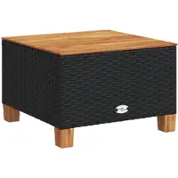 vidaXL Tuintafel 55x55x36 cm poly rattan en acaciahout zwart