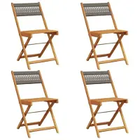 vidaXL Opklapbare stoelen, 4 stuks, grijs, massief acaciahout