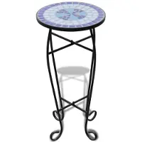 vidaXL Bijzeltafel mozaïek blauw en wit