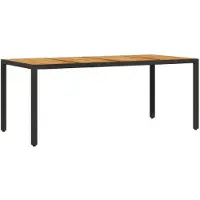 vidaXL Tuintafel met acaciahouten blad 190x90x75 cm poly rattan zwart