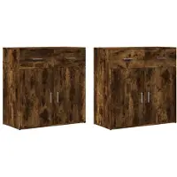 vidaXL Dressoirs 2 st 79x38x80 cm bewerkt hout gerookt eikenkleurig