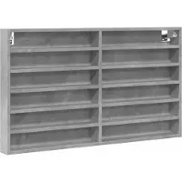 vidaXL Vitrinekast 100x8,5x58 cm bewerkt hout betongrijs