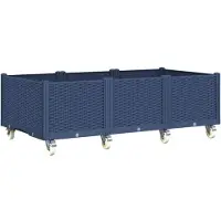vidaXL Plantenbak met wielen 150x80x54 cm polypropeen blauwgrijs