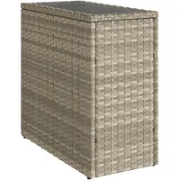 vidaXL Tuinbijzettafel glasblad 58x27,5x55 cm poly rattan lichtgrijs
