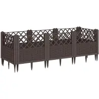 vidaXL Plantenbak met pinnen 123,5x43,5x43,5 cm polypropeen bruin