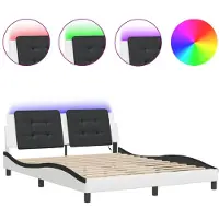 vidaXL Bedframe met LED zonder matras "Zadar" wit en zwart 160x200 cm