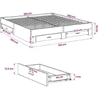 vidaXL Bedframe met lades bewerkt hout wit 180x200 cm