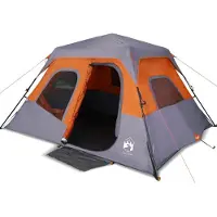 vidaXL Familietent, 6 personen, grijs/oranje, snelle opzet, waterdicht