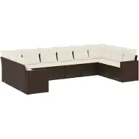 vidaXL 10-delige Loungeset met kussens poly rattan bruin