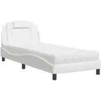 DKD Home Decor Bed met matras, wit, 90x200 cm, kunstleer