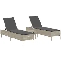 vidaXL 3-delige Ligbeddenset met kussens poly rattan lichtgrijs