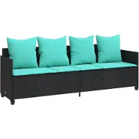 vidaXL - Ligbed - met - kussens - poly - rattan - zwart