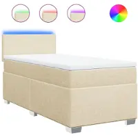 vidaXL Boxspring met matras stof crèmekleurig 90x200 cm