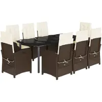 vidaXL 9-delige Tuinset met kussens poly rattan bruin