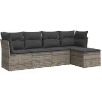 vidaXL 5-delige tuinmeubelset met kussens, grijs, polyrotan