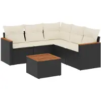 vidaXL 6-delige tuinmeubelset met kussens, zwart, polyrotan