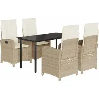 vidaXL 5-delige tuinset met kussens, beige, polyrotan