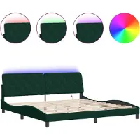vidaXL Bedframe met LED zonder matras fluweel donkergroen 200x200 cm