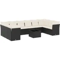 vidaXL 11-delige Loungeset met kussens poly rattan zwart