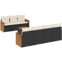 vidaXL 8-delige tuinmeubelset met kussens, zwart, polyrotan
