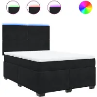 vidaXL Boxspring met matras fluweel zwart 160x200 cm