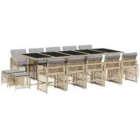 vidaXL 15-delige tuinset met kussens, beige, van polyrotan