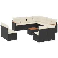 vidaXL 12-delige loungeset voor de tuin met kussens, zwart, polyrotan