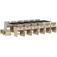 vidaXL 17-delige Tuinset met kussens poly rattan gemengd beige