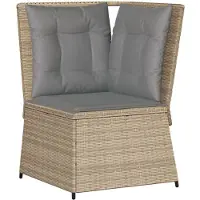 vidaXL Tuinhoekbank met kussens poly rattan beige