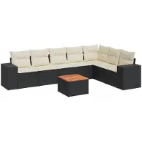 vidaXL 8-delige tuinmeubelset met kussens, zwart, polyrotan