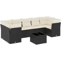 vidaXL 8-delige Loungeset met kussens poly rattan zwart