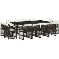 vidaXL 13-delige Tuinset met kussens poly rattan bruin