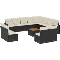 vidaXL 13-delige Loungeset met kussens poly rattan zwart