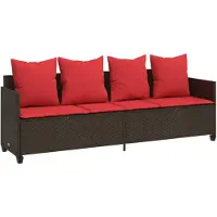vidaXL Ligbed met kussens poly rattan bruin