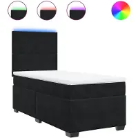 vidaXL Boxspring met matras fluweel zwart 80x200 cm