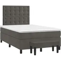 vidaXL Boxspring met matras fluweel donkergrijs 120x190 cm
