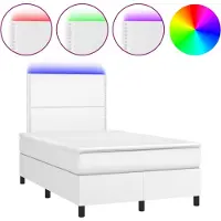 vidaXL Boxspring met matras en LED kunstleer wit 120x190 cm