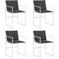 vidaXL Tuinstoelen met kussens, 4 stuks, wit, staal en textiel